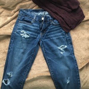 American Eagle dark wash ripped jeans